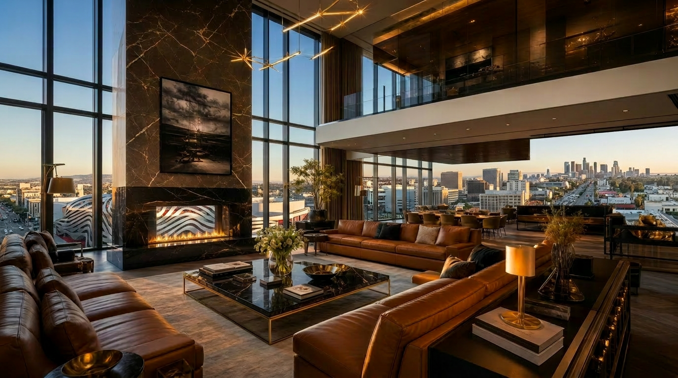 Great room · double-height glass & skyline