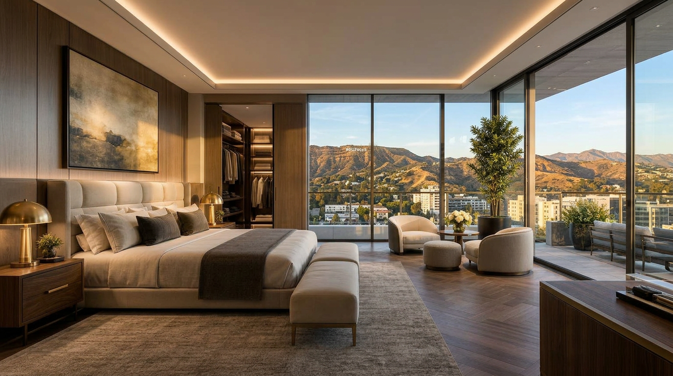 Master suite · city views from the bed